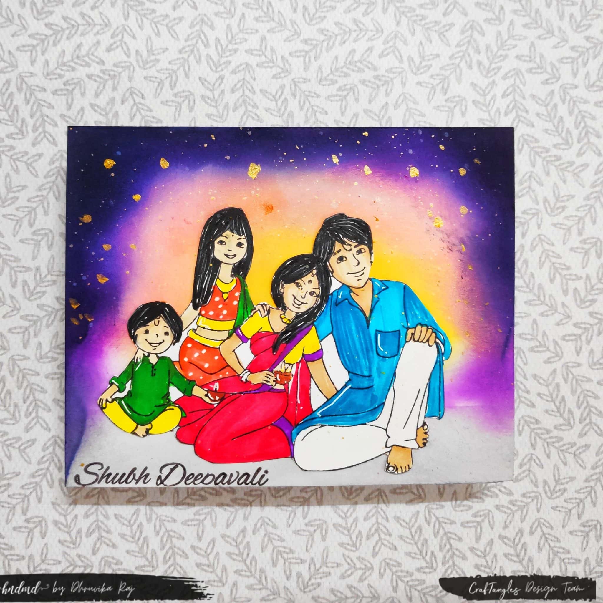 2 Beautiful Diwali Scene Cards 2