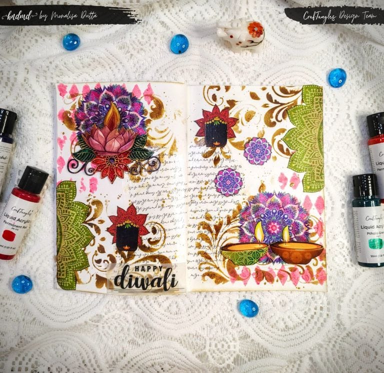 'Diwali Celebration' Mixed Media Journal Page 2 'Diwali Celebration' Mixed Media Journal Page 1