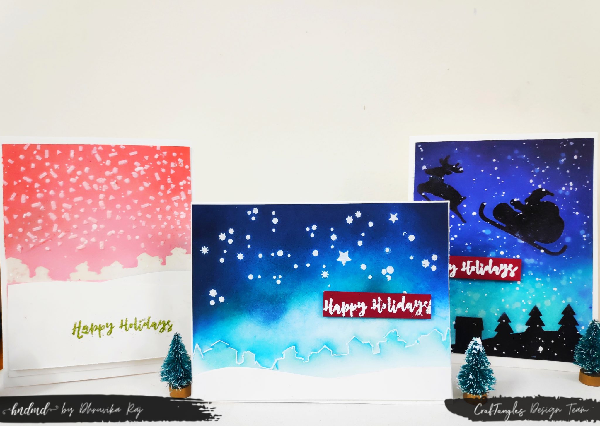 3 Beautiful Winter Holiday Cards With Just Stencils 2 3 Beautiful Winter Holiday Cards With Just Stencils 2