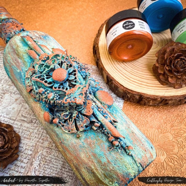 How to use Patina Effect Paste for Beginners - Mixed Media Altered Bottle 4 How to use Patina Effect Paste for Beginners - Mixed Media Altered Bottle 3