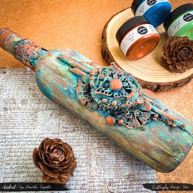 How to use Patina Effect Paste for Beginners - Mixed Media Altered Bottle 2 Altered Bottle