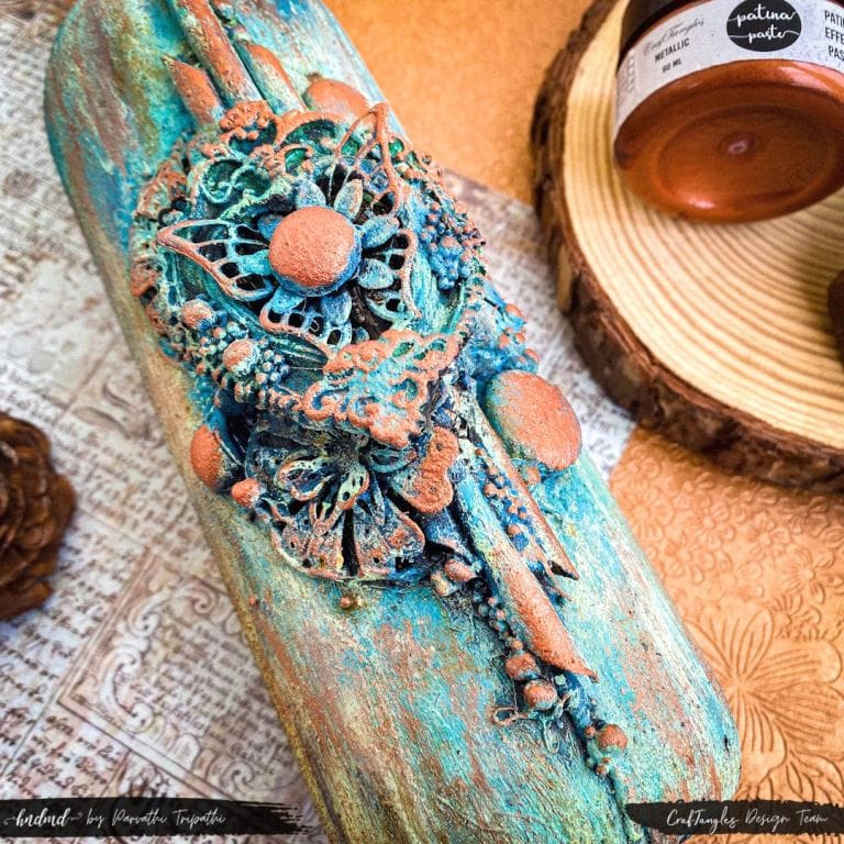 How to use Patina Effect Paste for Beginners - Mixed Media Altered Bottle 3 How to use Patina Effect Paste for Beginners - Mixed Media Altered Bottle 2
