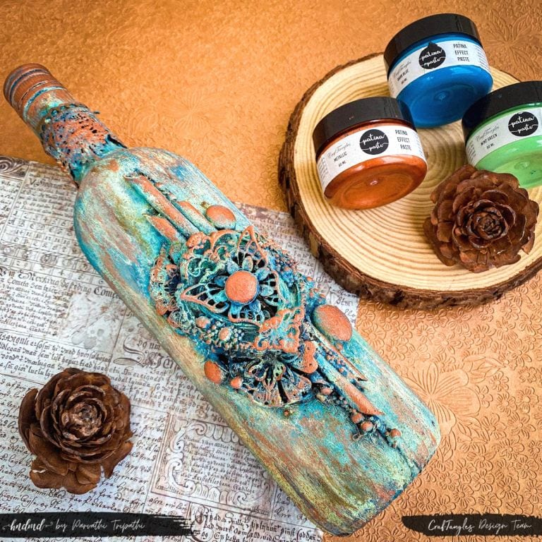 How to use Patina Effect Paste for Beginners - Mixed Media Altered Bottle 1 How to use Patina Effect Paste for Beginners - Mixed Media Altered Bottle 1
