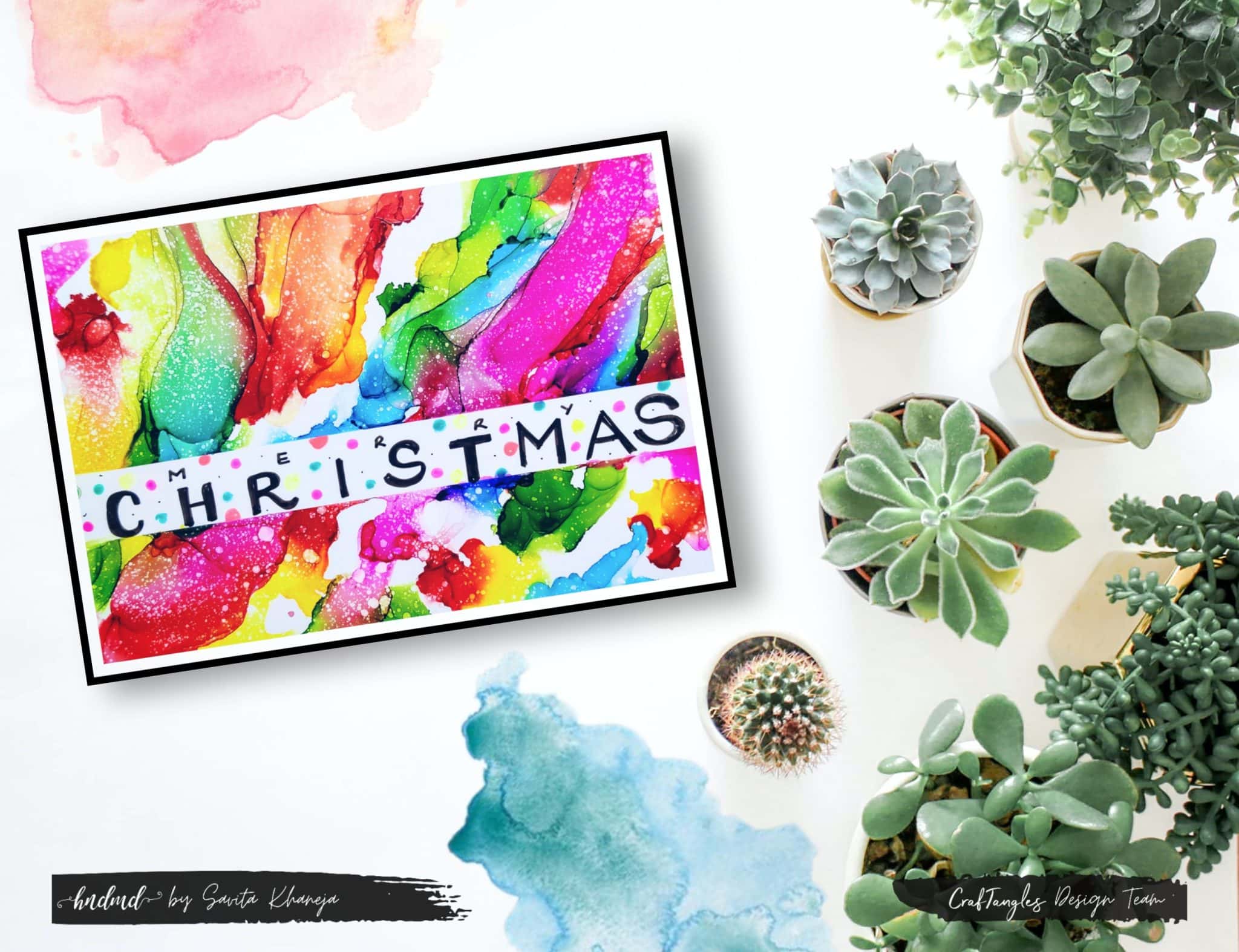 Stunning Alcohol Ink Card " Candy Floral " 3