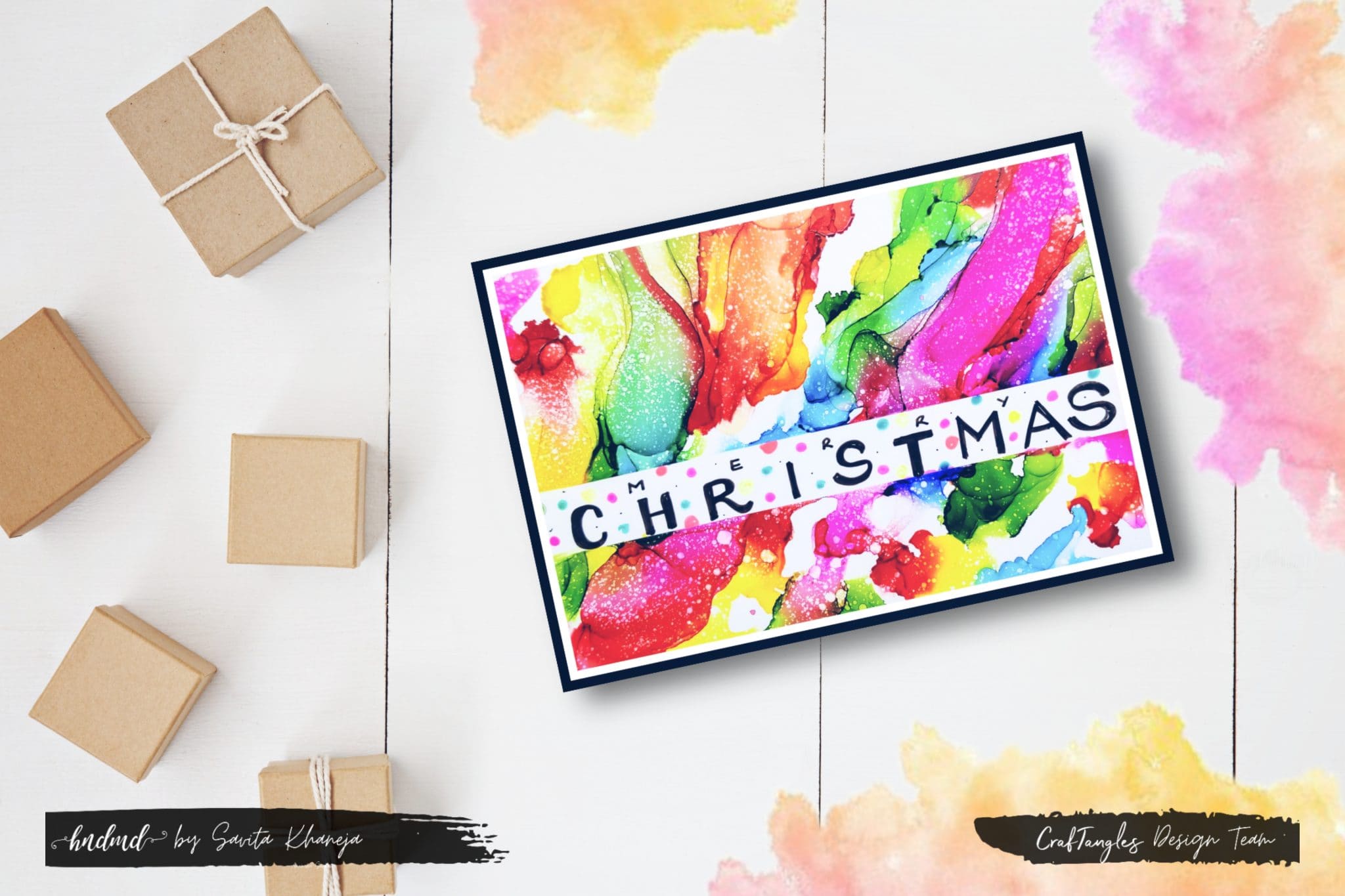 Stunning Alcohol Ink Card " Candy Floral " 2