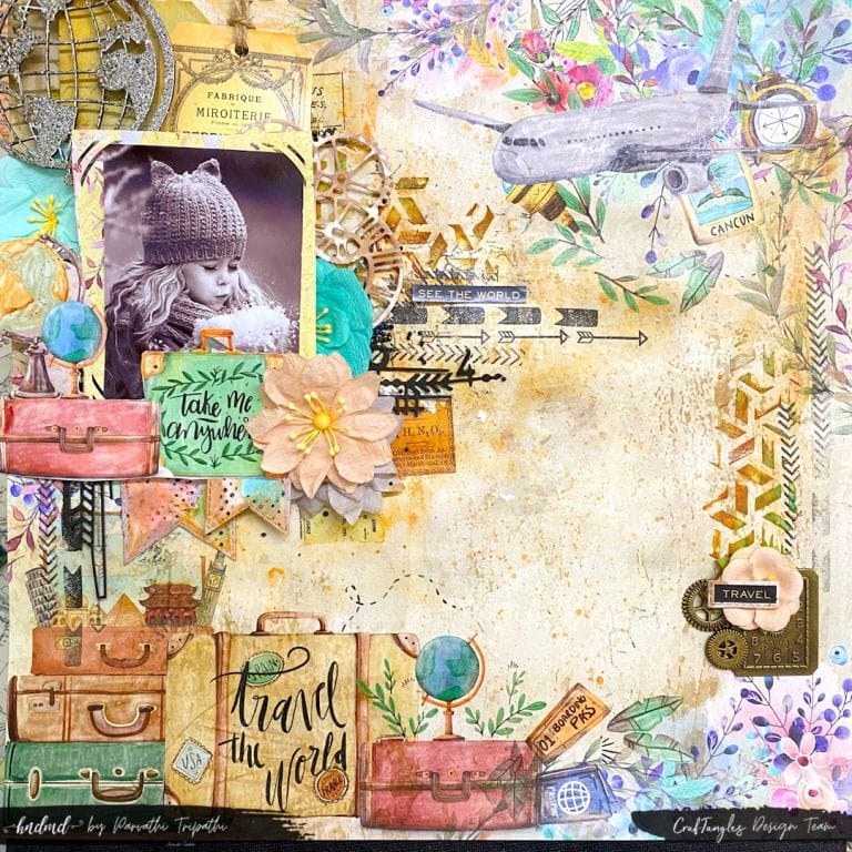 Take me Anywhere - A Wanderlust Vintage Mixed Media Layout 1 Take me Anywhere - A Wanderlust Vintage Mixed Media Layout 1