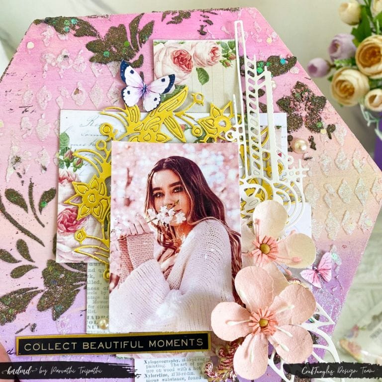 Stunning Mixed Media layout ft Unicorn and Golden Dragon Texture Pastes 3 mixed media