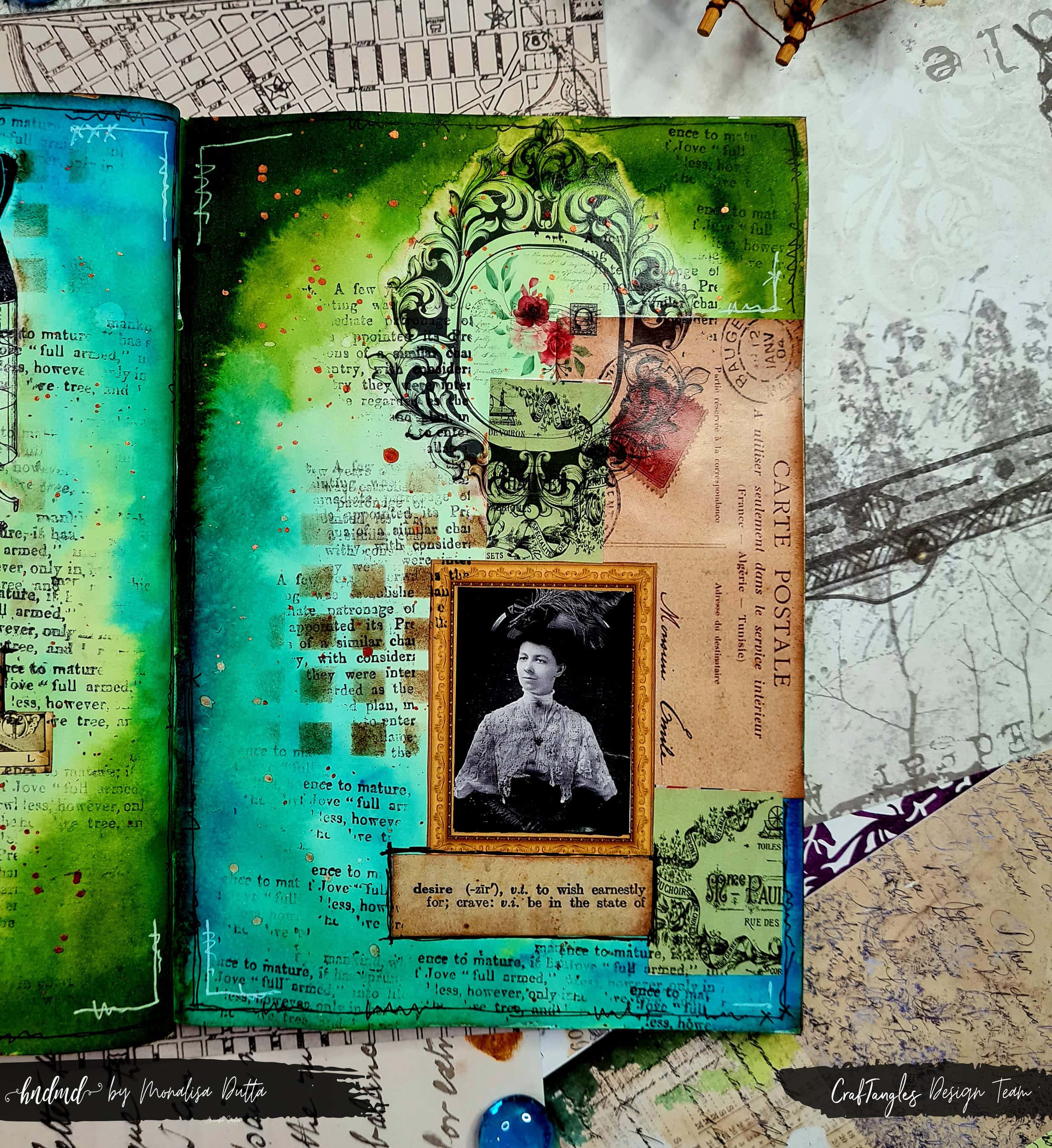 Beautiful Vintage Themed Mixed Media Journal Spread 3 mixed media journal