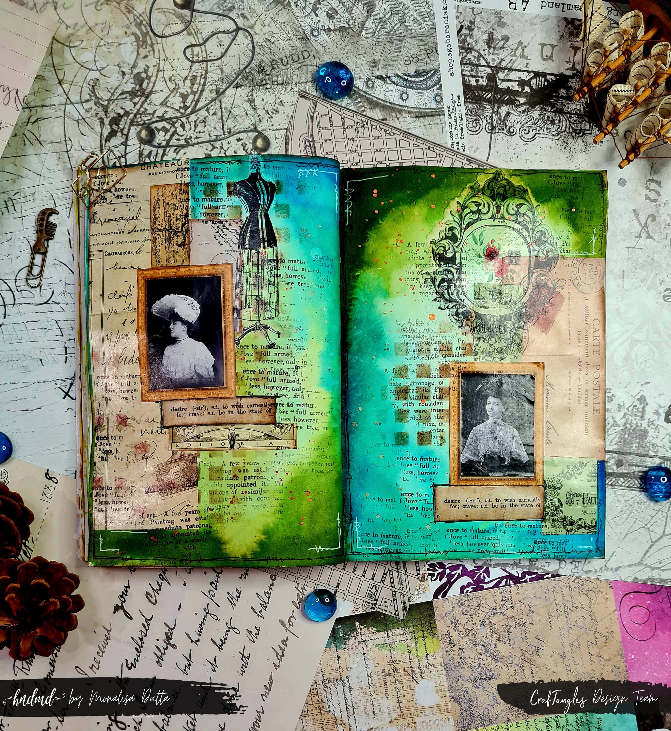Beautiful Vintage Themed Mixed Media Journal Spread 2 Beautiful Vintage Themed Mixed Media Journal Spread 1