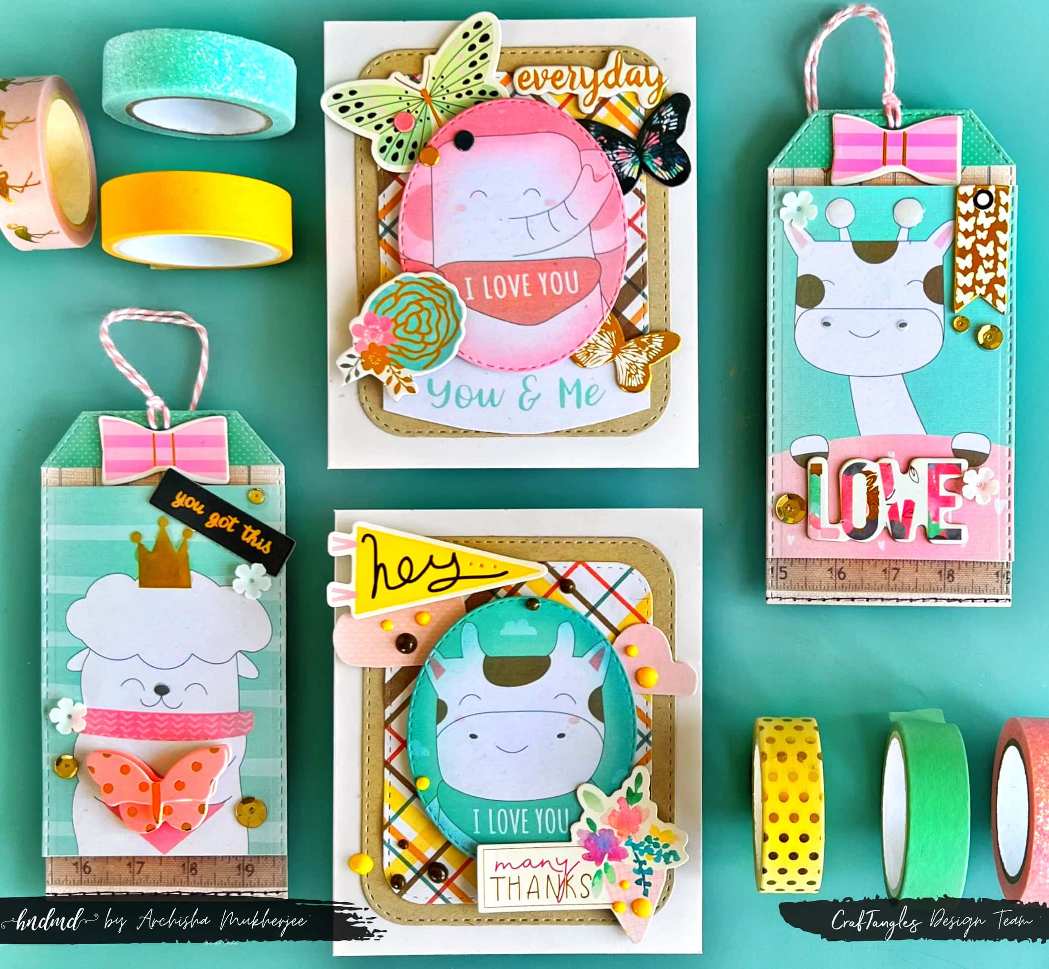 Beautiful 2 Tags and Cards Using Love Notes Element Sheets 1