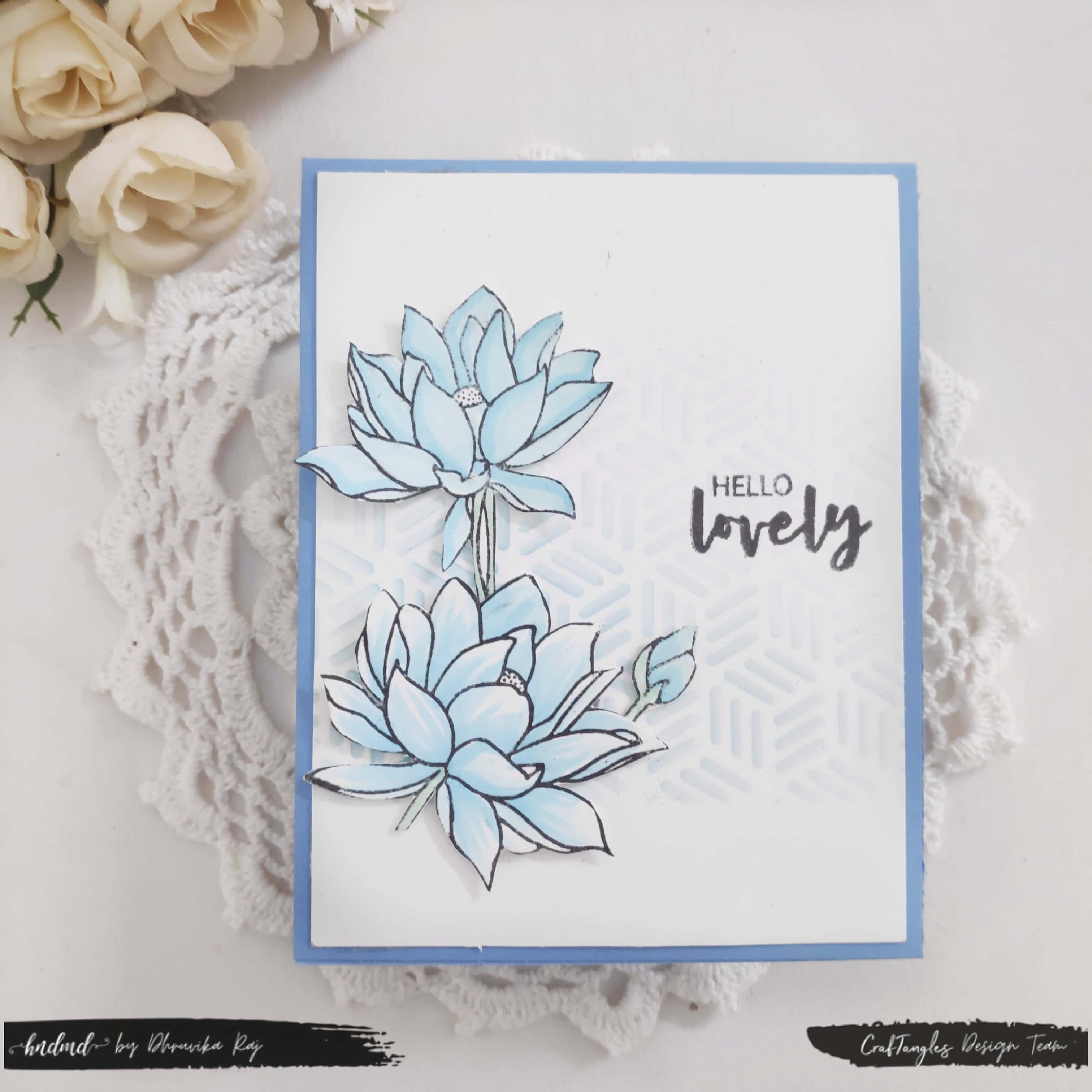 Beautiful 3 Floral Blue Monochrome Cards 4