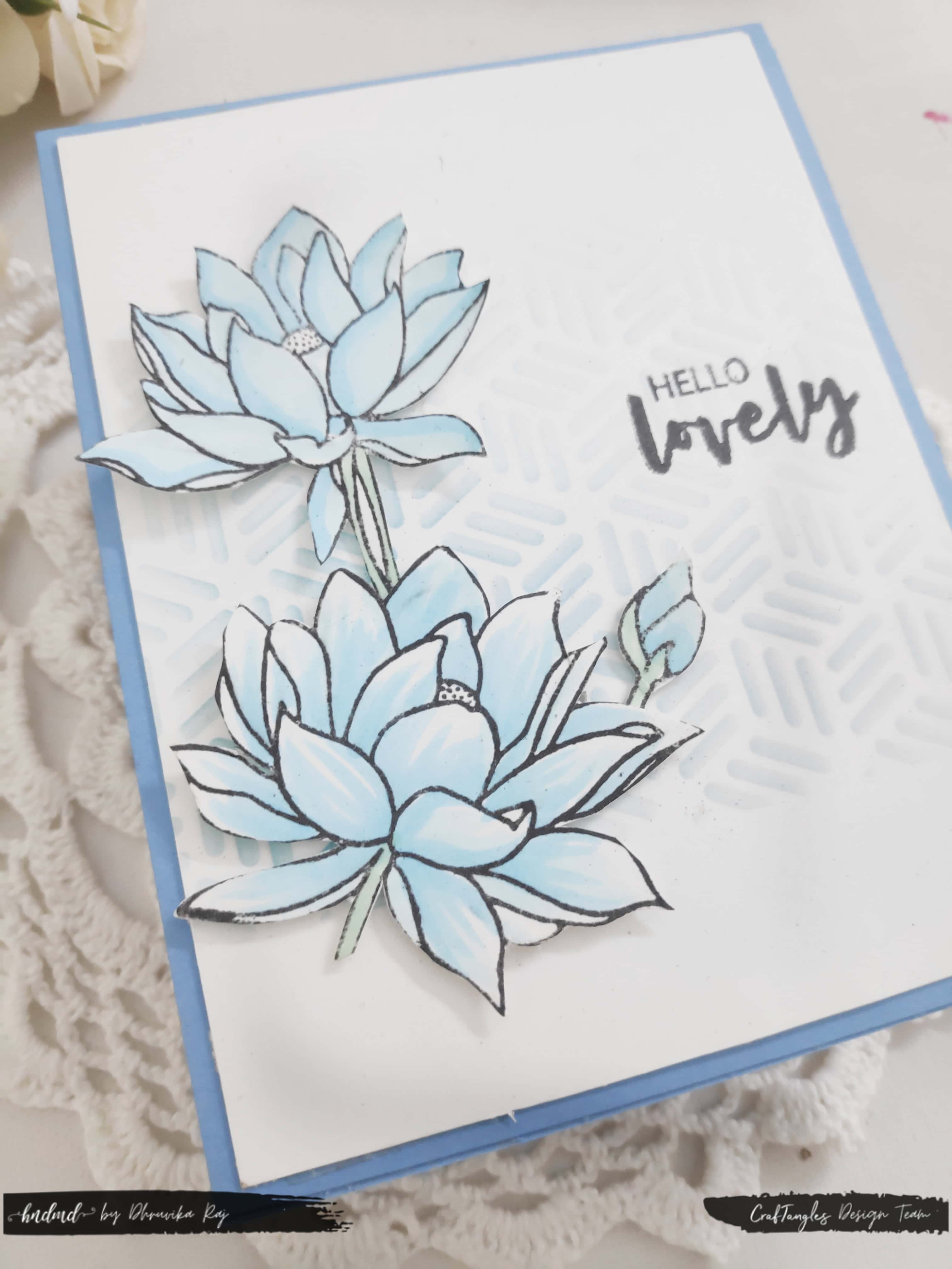 Beautiful 3 Floral Blue Monochrome Cards 5