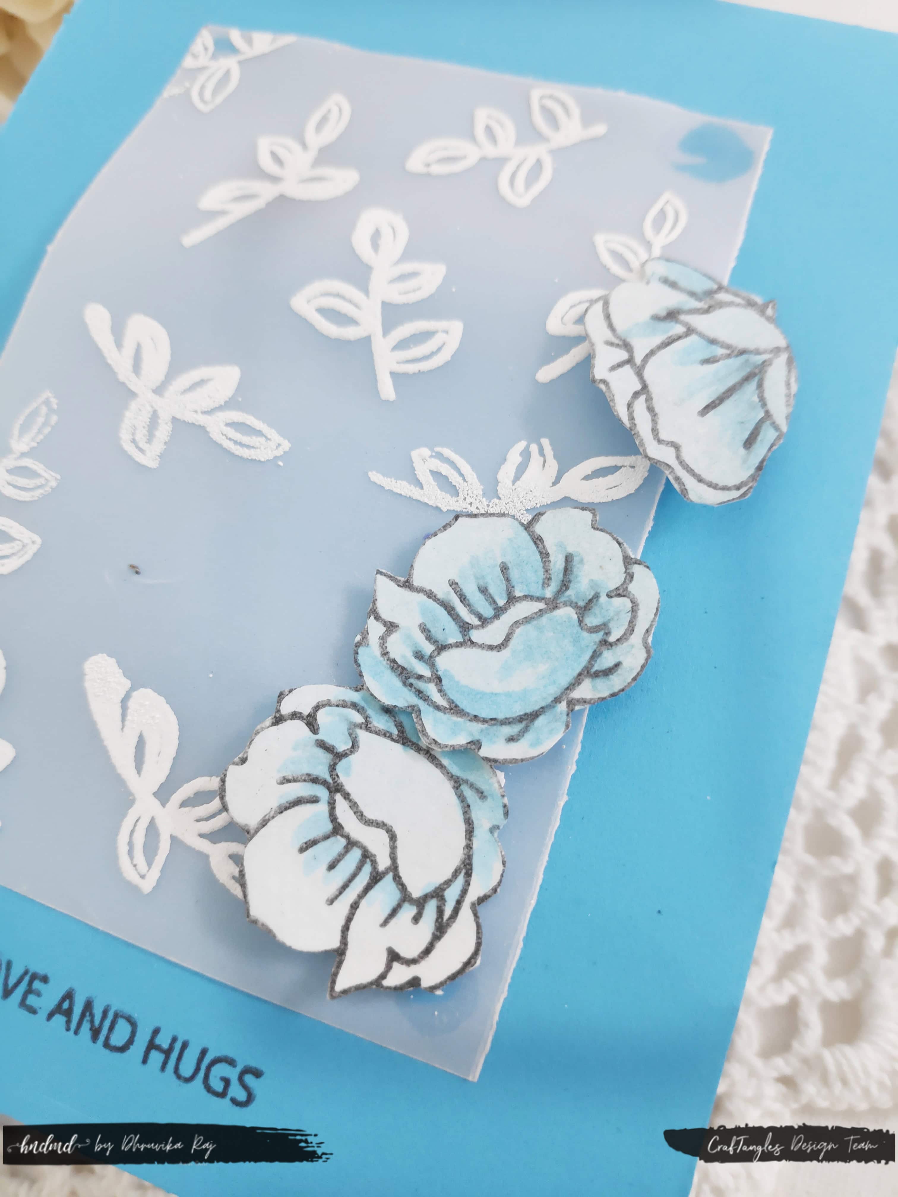 Beautiful 3 Floral Blue Monochrome Cards 7