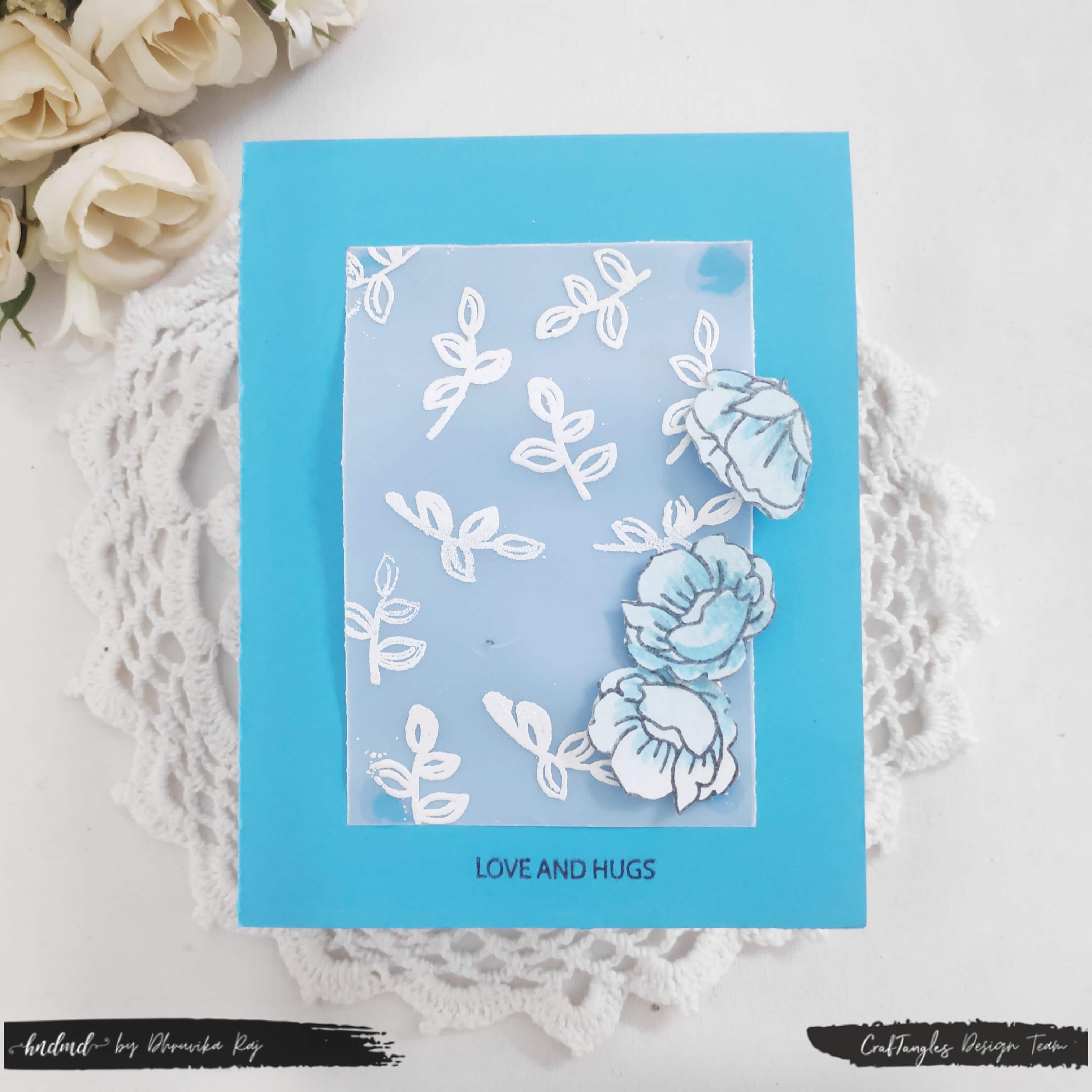 Beautiful 3 Floral Blue Monochrome Cards 6