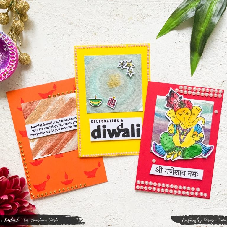 Beautiful Metallic Water Coloured Diwali Cards 1 Beautiful Metallic Water Coloured Diwali Cards 1