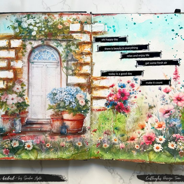 Art journal with collage papers - Oh! Happy Day 4