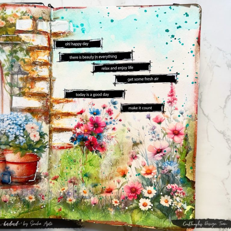 Art journal with collage papers - Oh! Happy Day 3