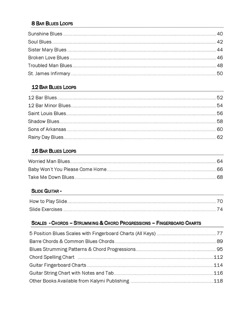 Blues Guitar Looper Pedal Book Contents 2