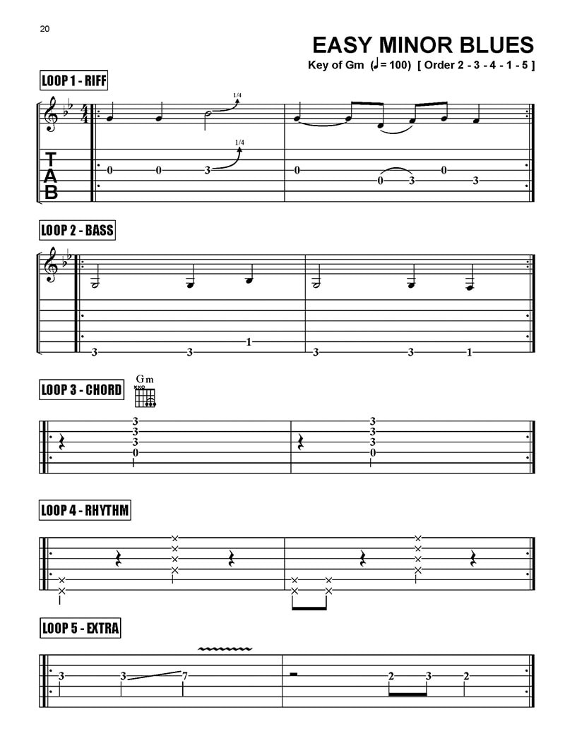 Blues Guitar Looper Pedal Book - Minor Blues