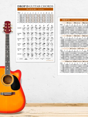DROP D (DADGBE) Guitar Chords and Fingerboard Posters