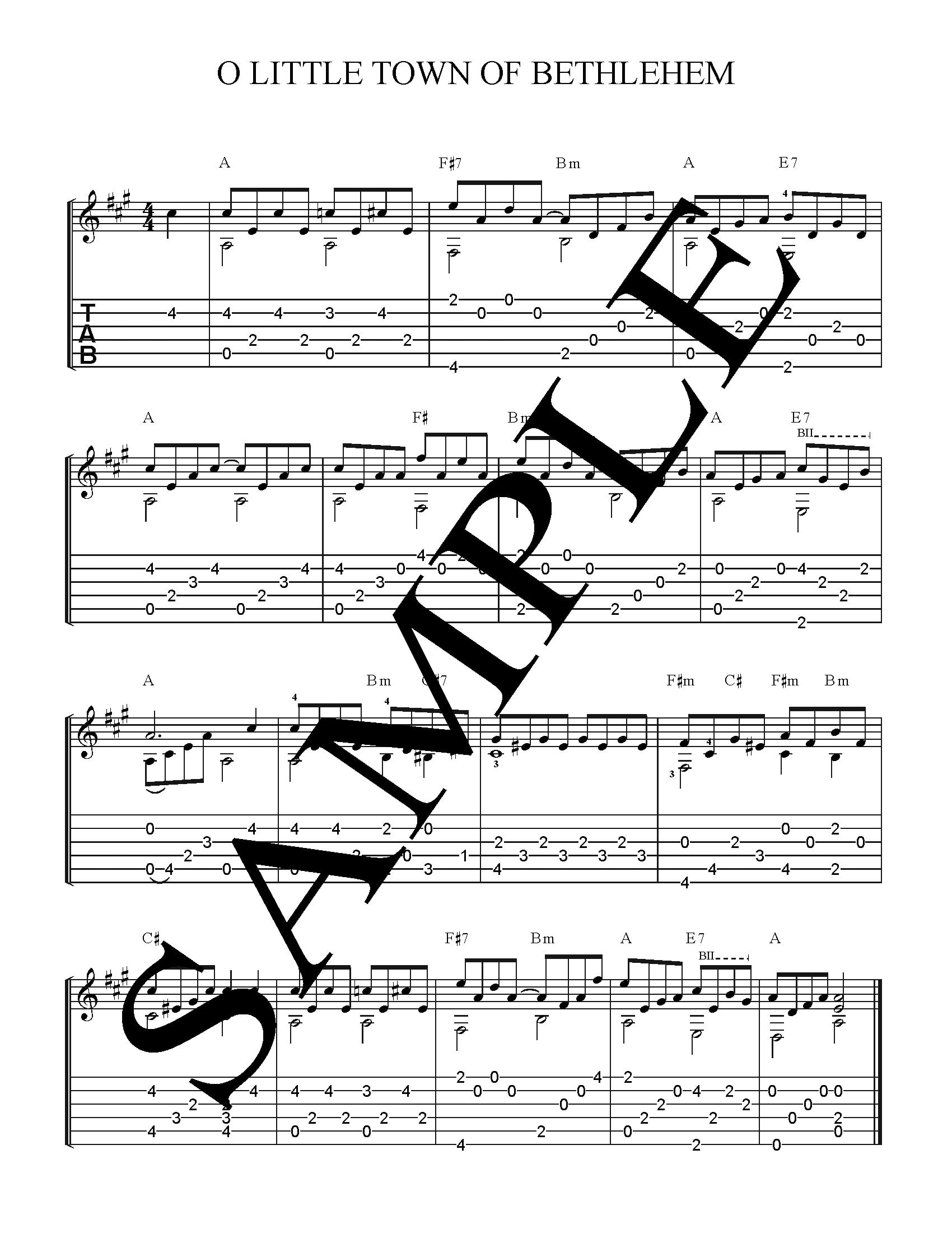 O Little Town of Bethlehem - Open D Guitar Tuning - Christmas-SAMPLE