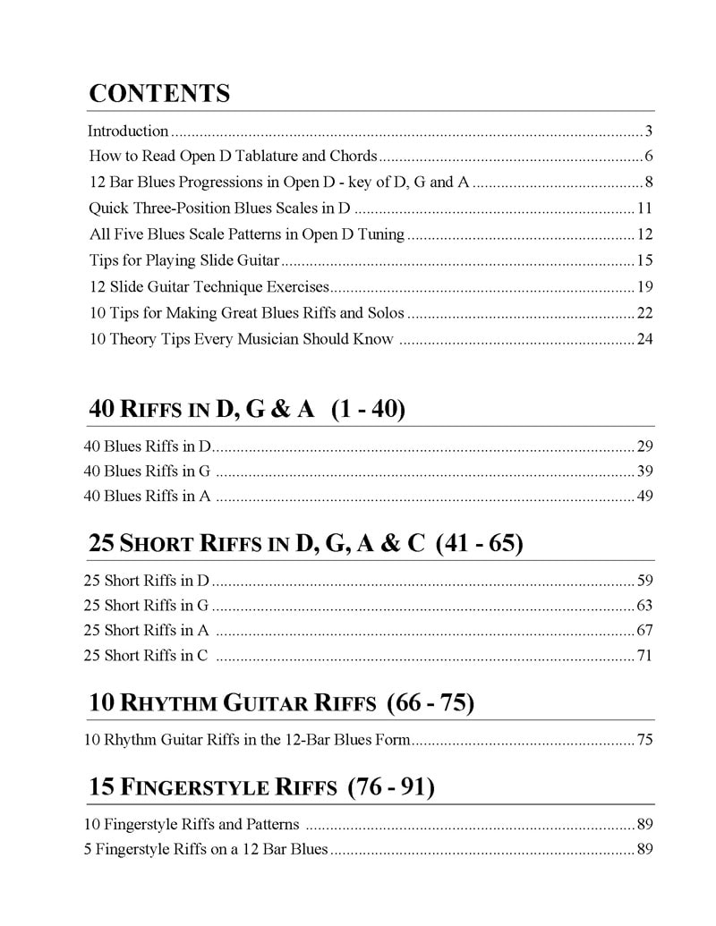 101-Blues-Riffs-in-Open-D-contents-1