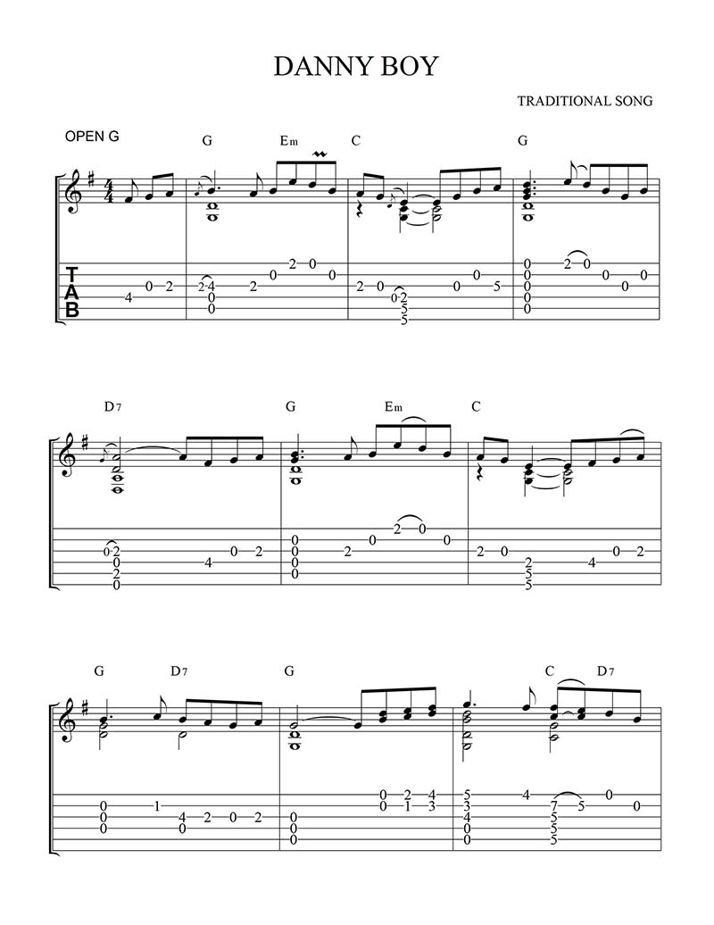 Danny Boy - Open G Guitar
