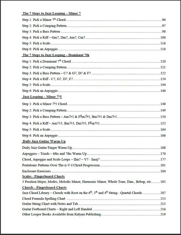 Contents-jazz looper pedal book 2