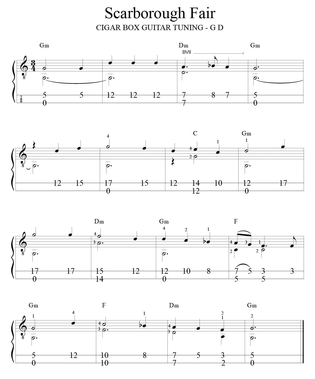 2-string cigar box guitar-Scarborough Fair