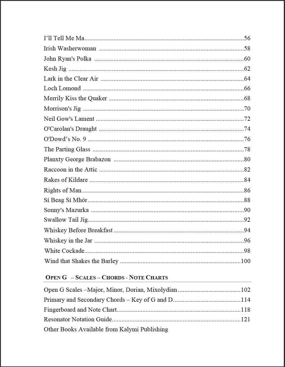 Resonator Celtic Guitar Book - Contents 2