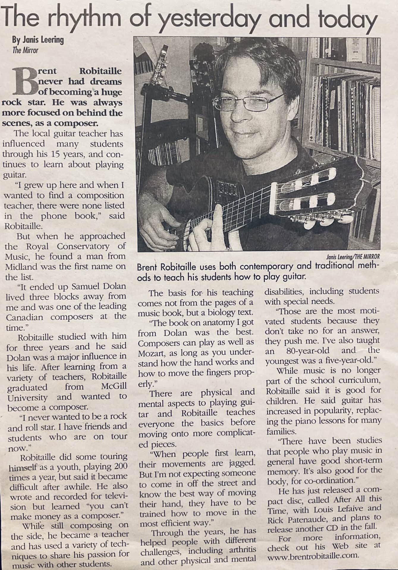 Brent Robitaille Newspaper Article - small