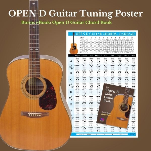 Open D Guitar chord poster and bonus chord ebook