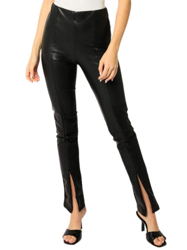 faux leather leggings in black