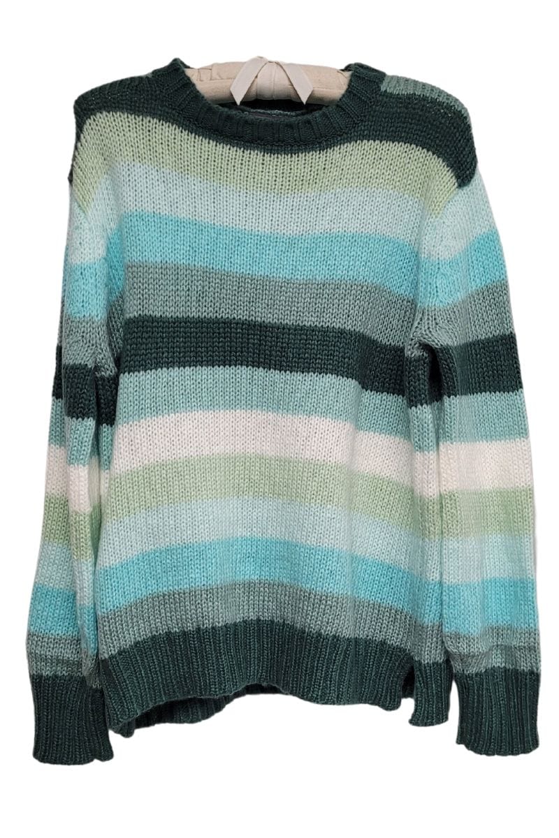 wooden ships autumn stripe crew in juniper stripe