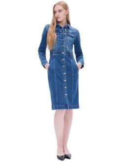 bayeas andrea l/s denim dress in deep sea