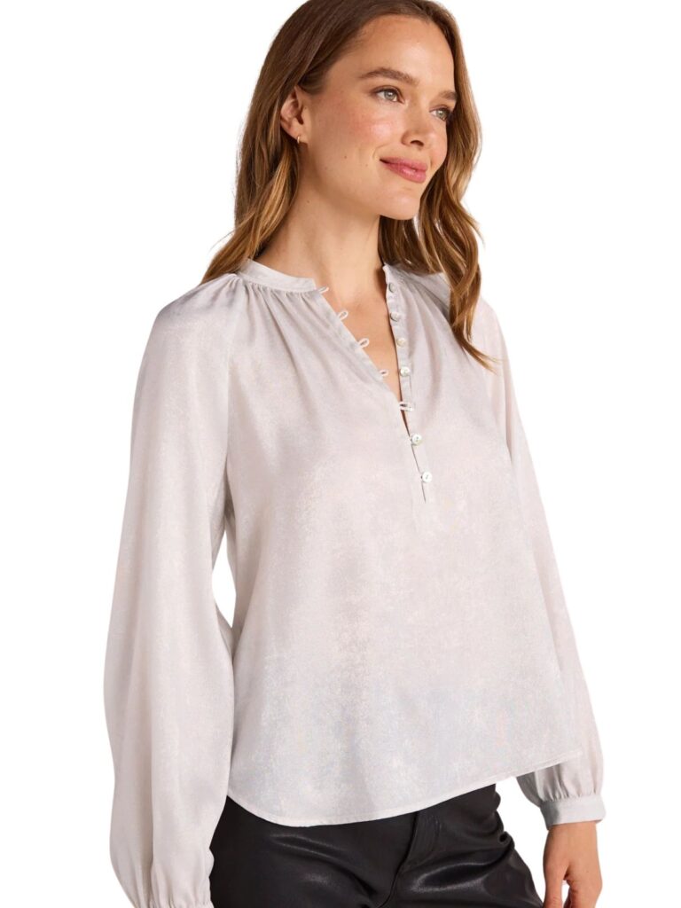 bella dahl metallic opal raglan sleeve blouse