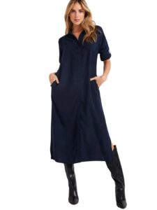 bella dahl western yoke maxi duster dress in endless sea