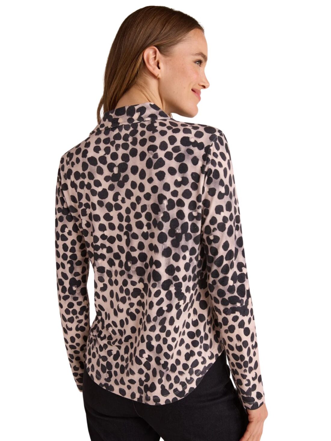 bella dahl winter spots button up knit blouse