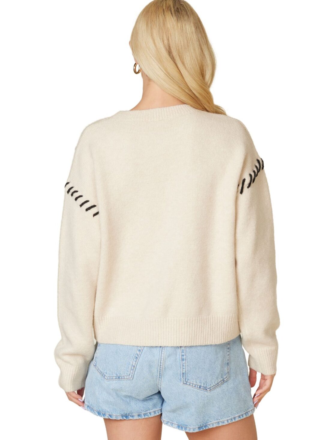 bow sweater in cream/black bows