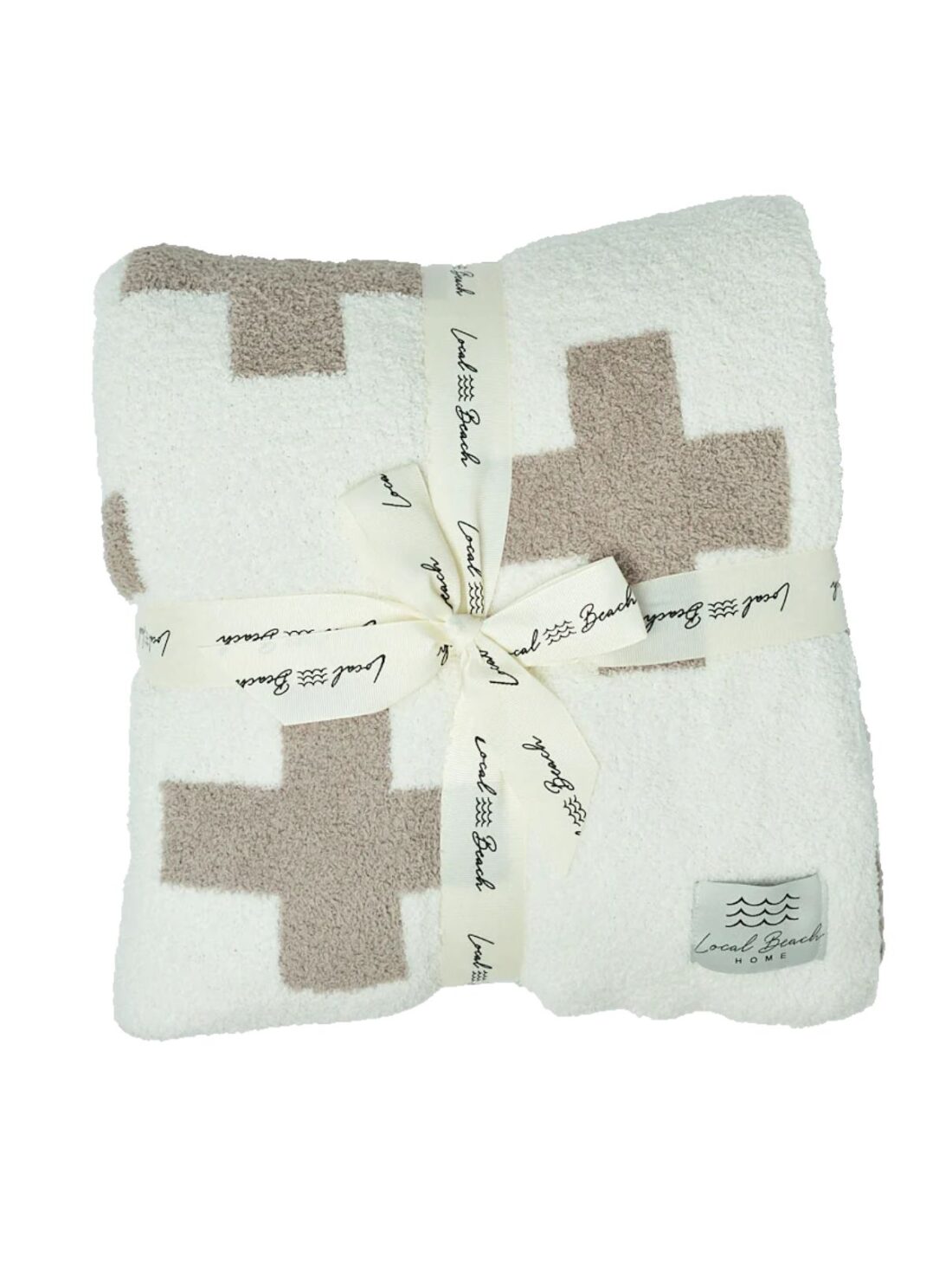 cross luxe home blanket taupe/cream