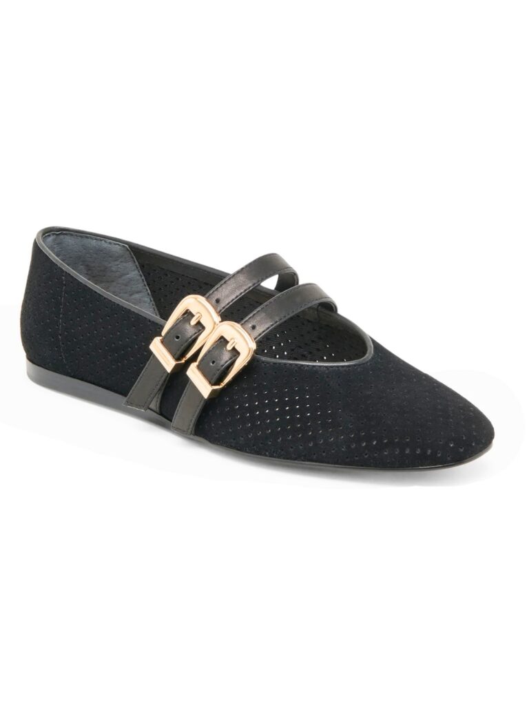 dolce vita baylee flat in perforated onyx suede