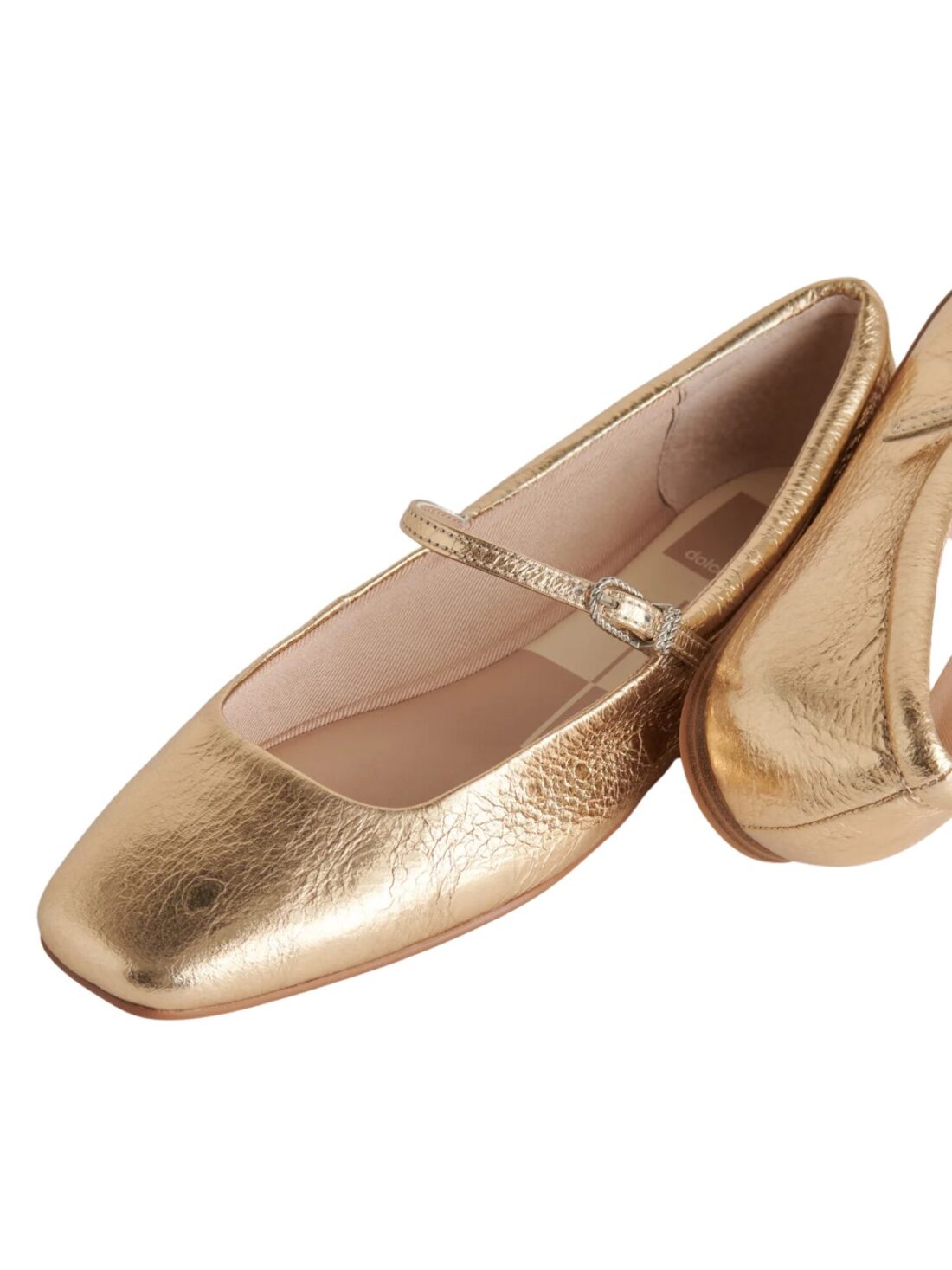 dolce vita reyes ballet flat in gold distessed