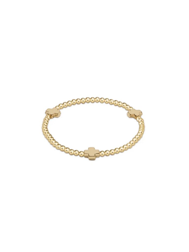 e newton 3mm cross bracelet in gold