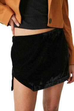 free people annalise velvet skirt in black