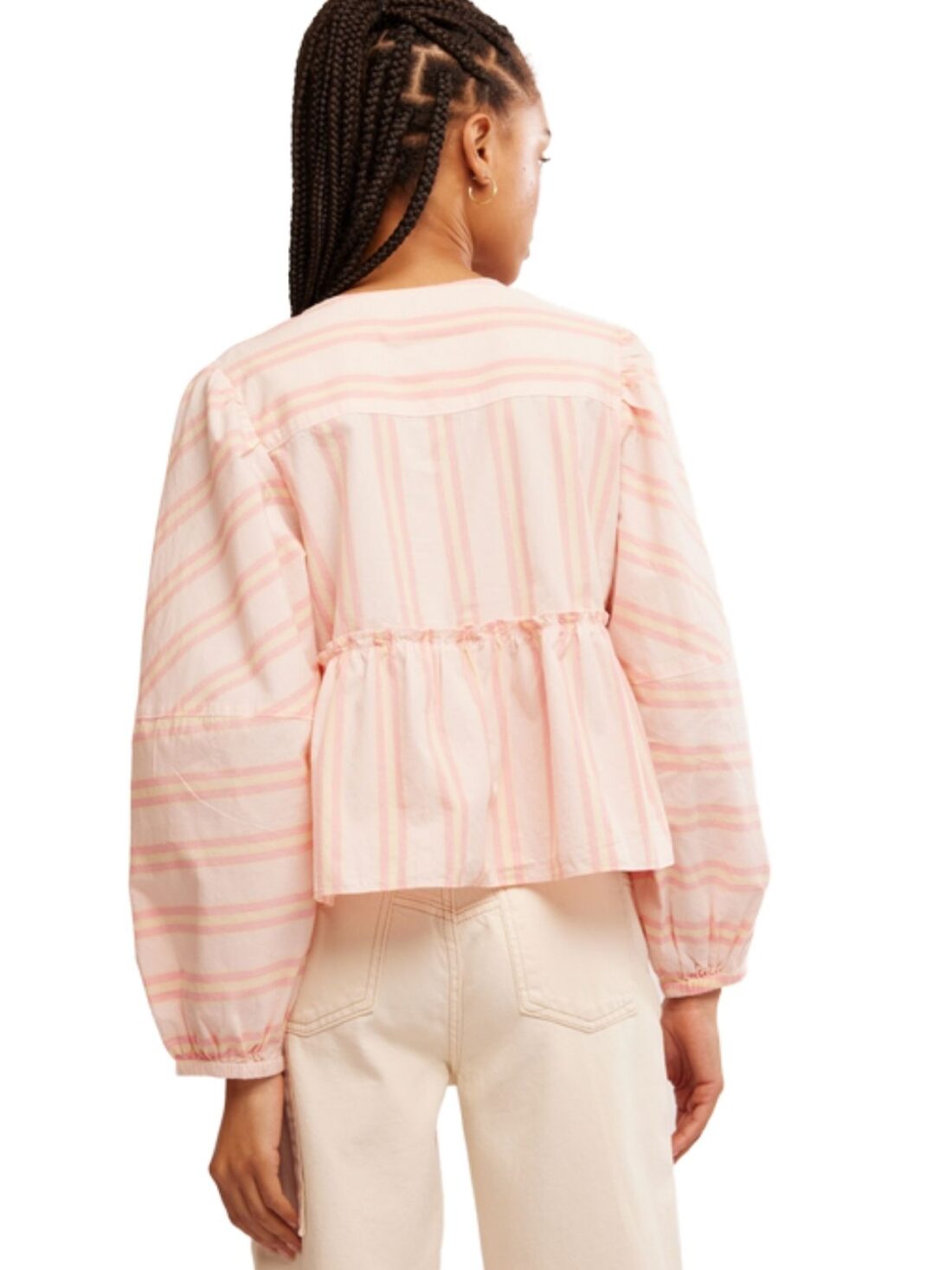 free people brunch babe top in pink and yellow stripe