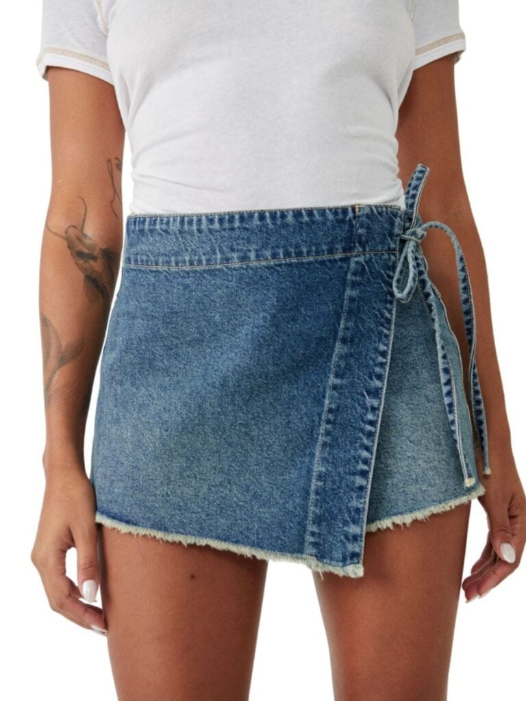 free people emmy denim skort in misty blue