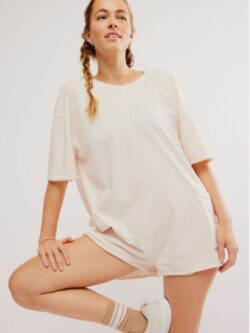 free people hot shot tee romper in beached clay