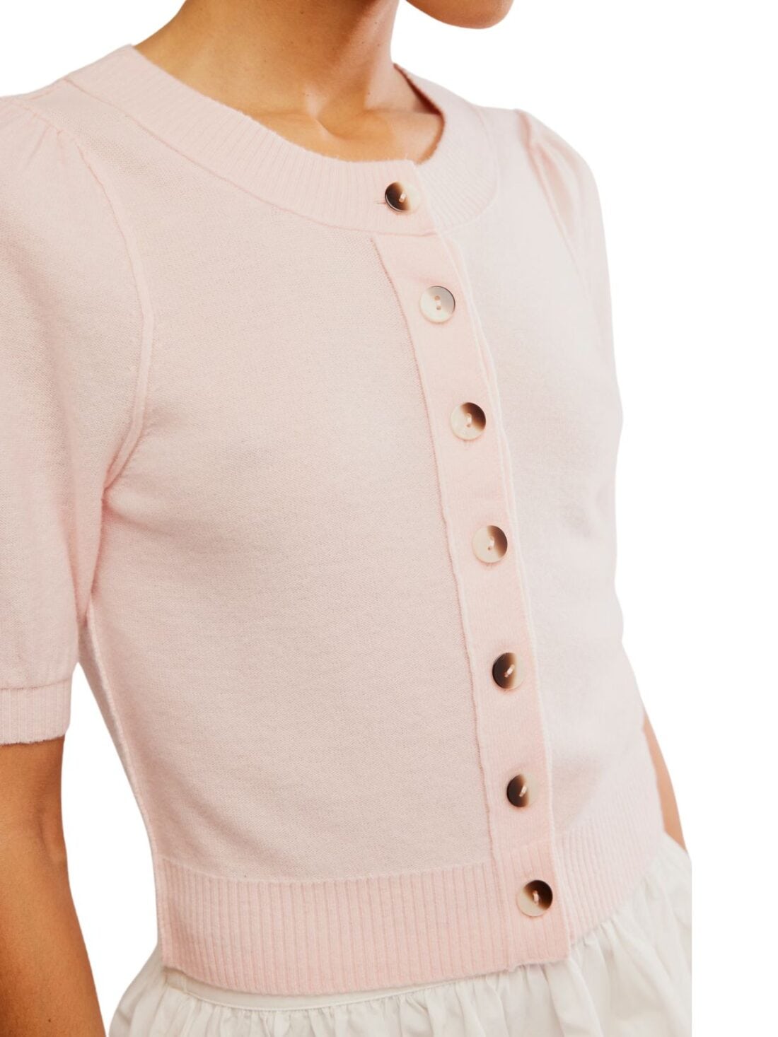 free people isla cardi in pale pink