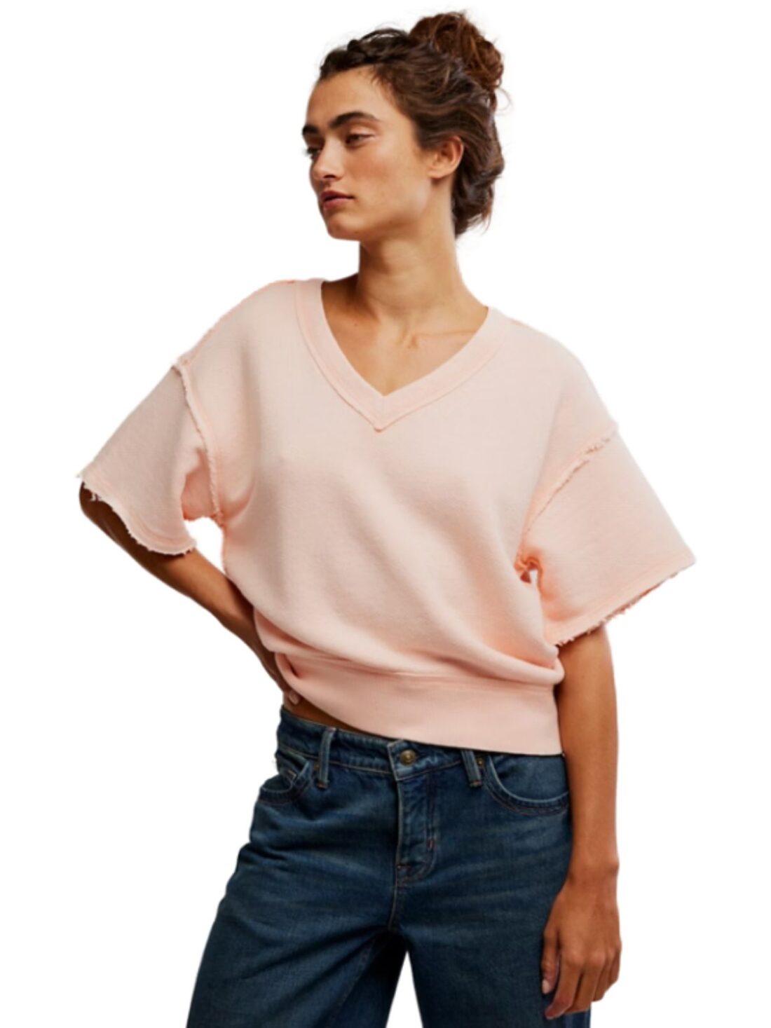 free people so easy sweatshirt in tropical peach