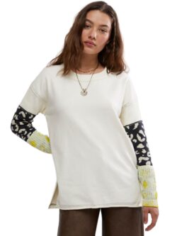 free peopletiger cuff sweatshirt in tea